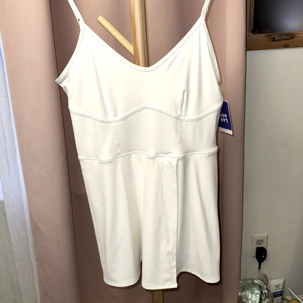 Joy Lab Women's White Athletic Workout Dress with Built in Shorts
